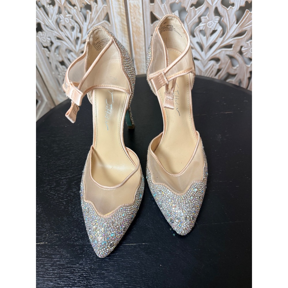 Betsey Johnson Blue SB-IRIS Rhinestone Mesh d'Orsay Pumps Champagne Nude 8M